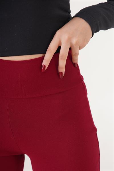 Modal Esnek Kumaş Bordo İspanyol Paça Pantolon