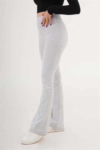 Modal Esnek Kumaş Gri İspanyol Paça Pantolon