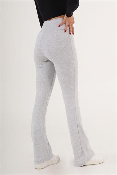 Modal Esnek Kumaş Gri İspanyol Paça Pantolon