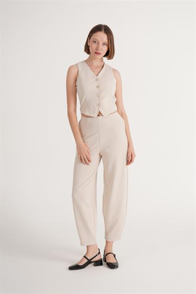 Örme Krep Bej Pantolon
