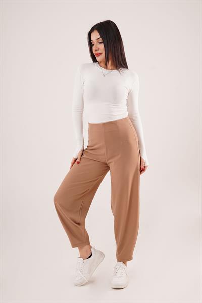 Örme Krep Camel Pantolon