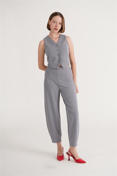 Örme Krep Gri Pantolon