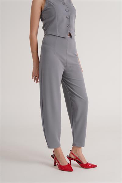 Örme Krep Gri Pantolon
