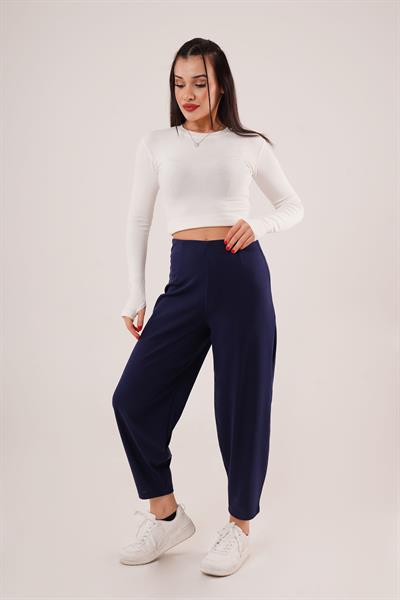 Örme Krep Lacivert Pantolon