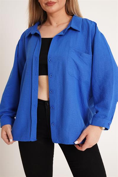 Oversize Aerobin Tek Cepli Saks Gömlek