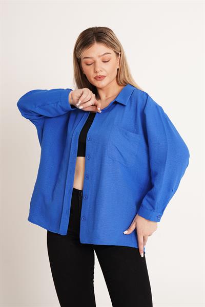 Oversize Aerobin Tek Cepli Saks Gömlek