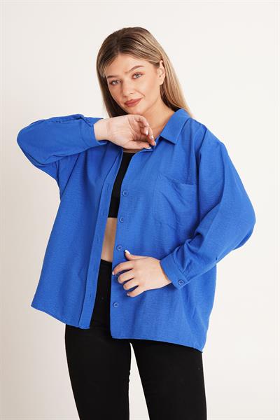 Oversize Aerobin Tek Cepli Saks Gömlek