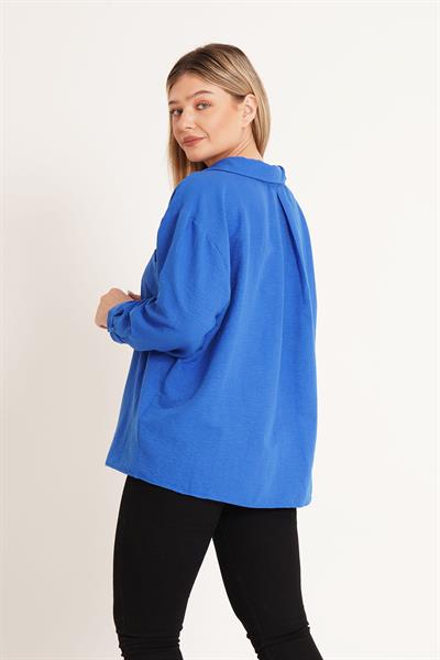 Oversize Aerobin Tek Cepli Saks Gömlek