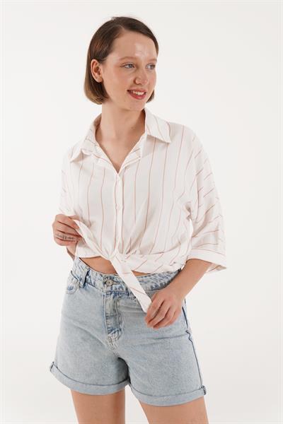 Paça Katlama Detaylı Denim Kot Şort