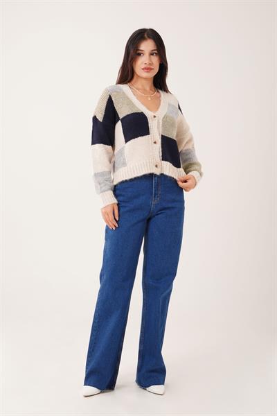 Patchwork Model Renkli Triko Kazak