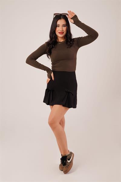 Uzun Kollu Basic Kahverengi Bluz