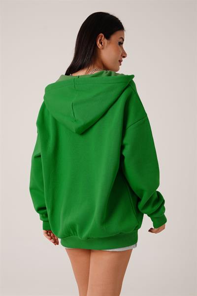 Kapüşonlu Oversize Cepli Spor Benetton Hırka