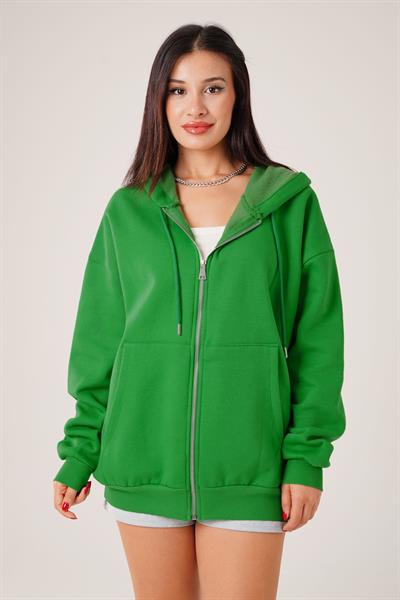 Kapüşonlu Oversize Cepli Spor Benetton Hırka