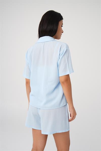 Salaş Kesim Bebe Mavisi Gömlek Şort Takım