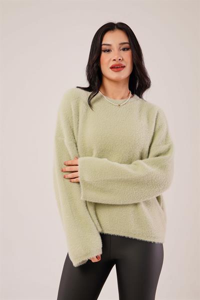 Salaş Kol Sakallı Haki Triko Kazak