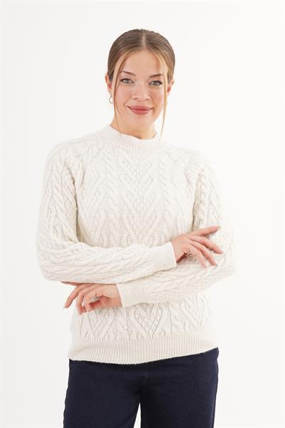 Sarmal Örgü Desen Ekru Triko Kazak