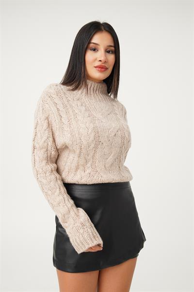 Sarmal Örgü Model S.Kahve Triko Kazak