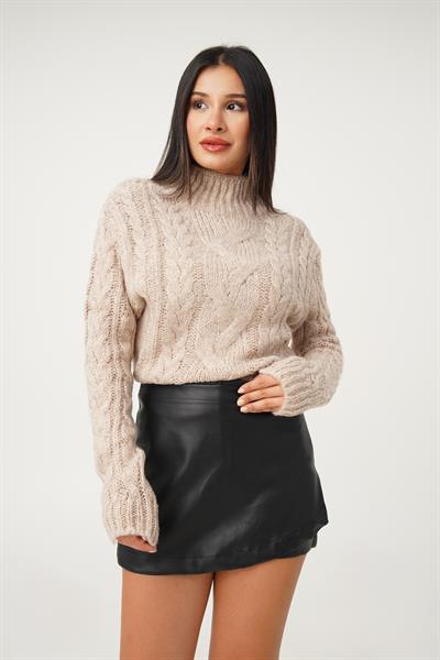 Sarmal Örgü Model S.Kahve Triko Kazak