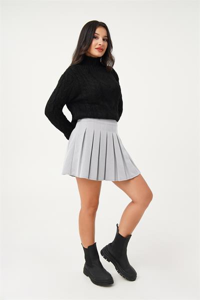 Sarmal Örgü Model Siyah Triko Kazak