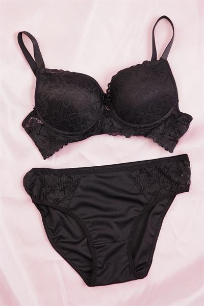 Sensual Lace Serisi Dantel Kaplamalı Destekli Siyah Sütyen Takımı