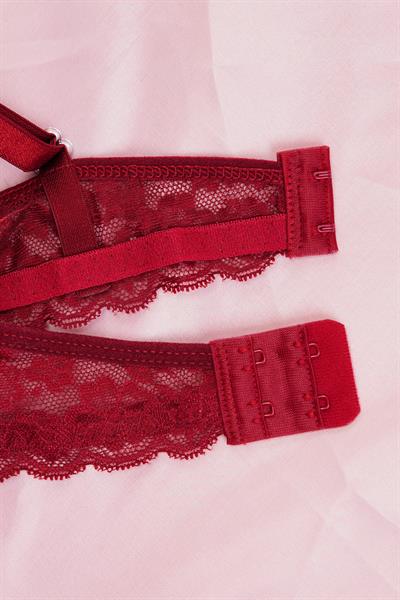 Sensual Lace Serisi Dantel Kaplamalı Destekli Bordo Sütyen Takımı