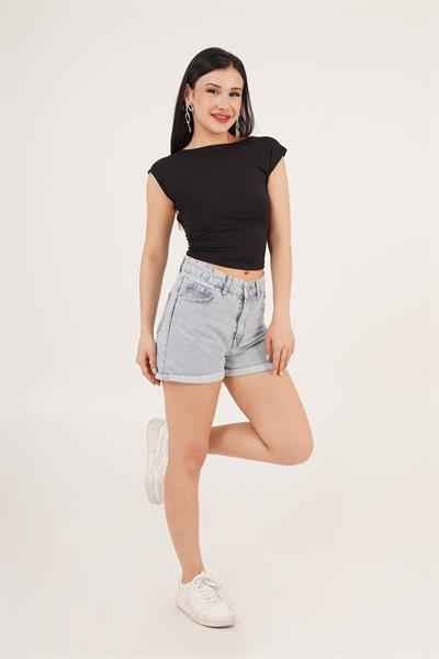 Sırt Dekolteli Önü Astarlı Siyah Bluz