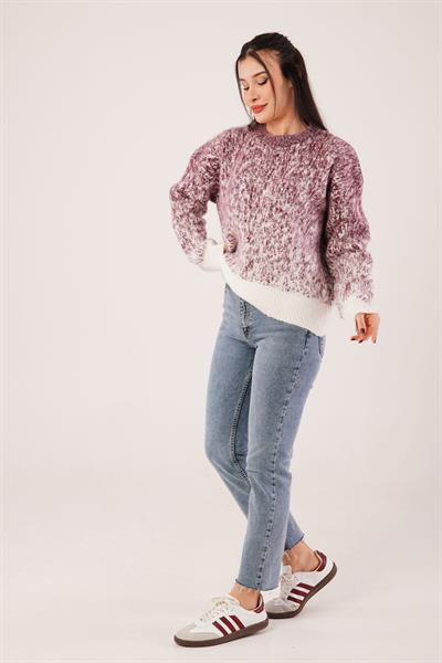 Taş İşlemeli Karyağdı BordoTriko Kazak