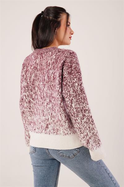 Taş İşlemeli Karyağdı BordoTriko Kazak