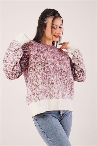 Taş İşlemeli Karyağdı BordoTriko Kazak