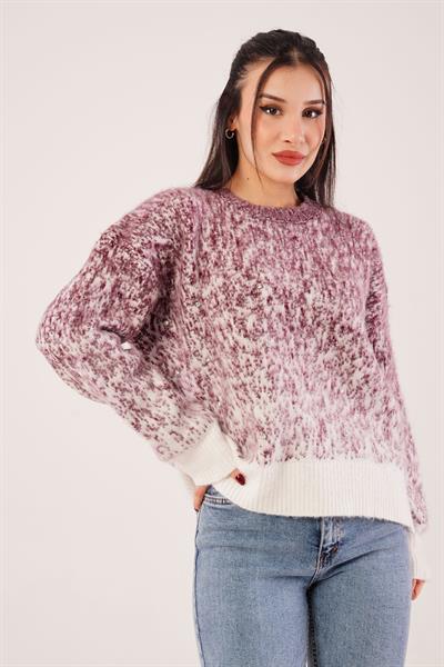 Taş İşlemeli Karyağdı BordoTriko Kazak