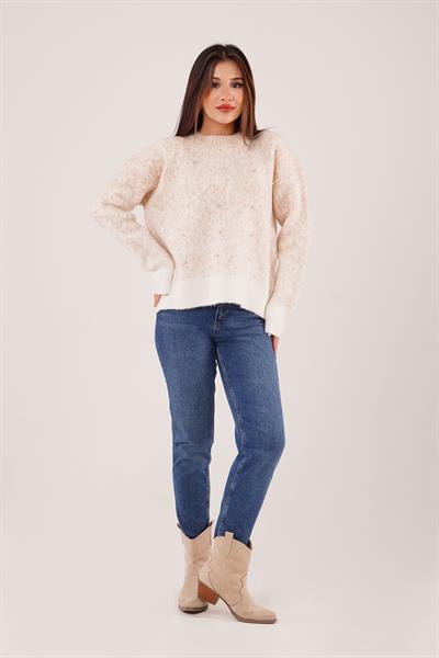 Taş İşlemeli Karyağdı Camel Triko Kazak