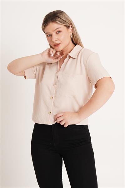 Tek Cepli Sunshine Kısa Bej Gömlek