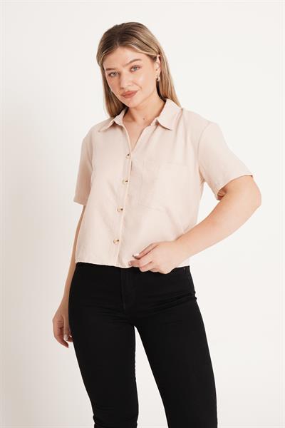 Tek Cepli Sunshine Kısa Bej Gömlek