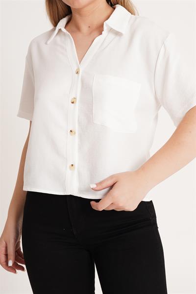 Tek Cepli Sunshine Kısa Beyaz Gömlek