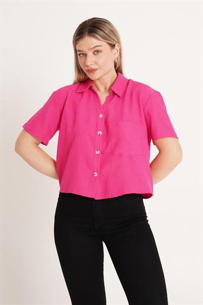 Tek Cepli Sunshine Kısa Fuşya Gömlek