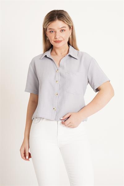 Tek Cepli Sunshine Kısa Gri Gömlek