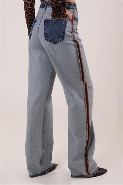 Ters Dikiş Ters Model Mavi Jean Pantolon
