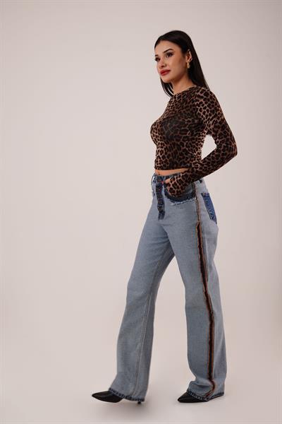 Ters Dikiş Ters Model Mavi Jean Pantolon