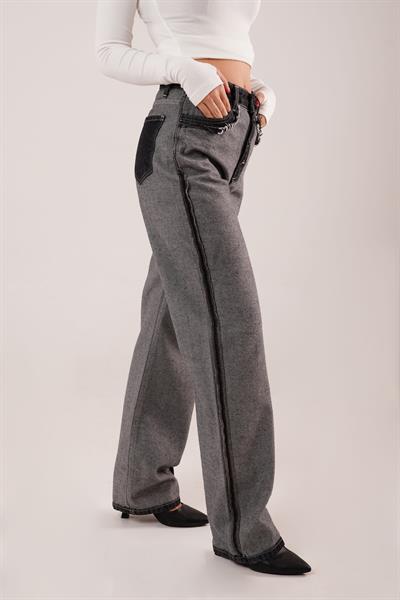 Ters Dikiş Ters Model Siyah Jean Pantolon