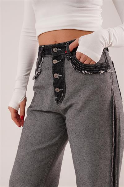 Ters Dikiş Ters Model Siyah Jean Pantolon