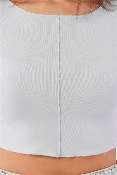 Ters Dikişli Basic Bebe Mavisi Body Bluz