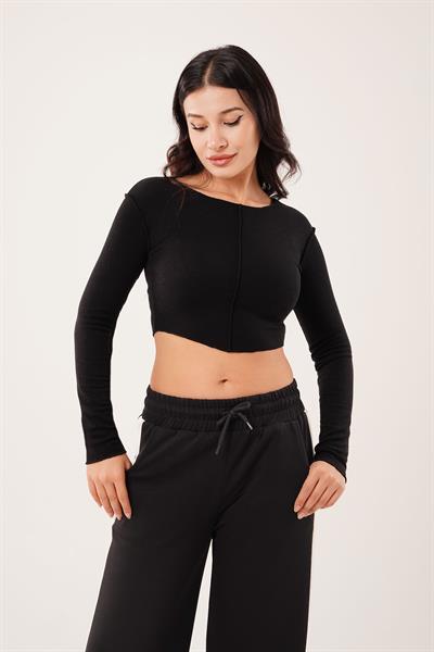 Ters Dikişli Basic Siyah Body Bluz