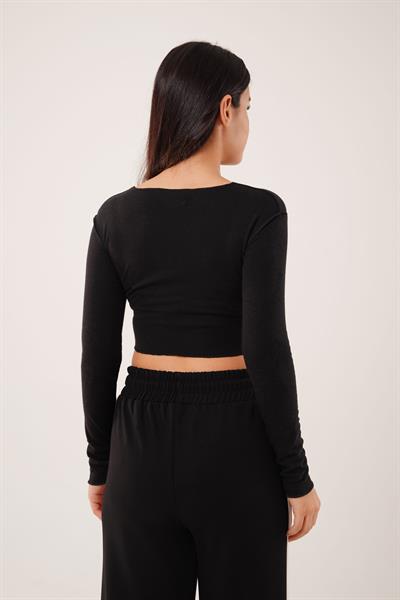 Ters Dikişli Basic Siyah Body Bluz