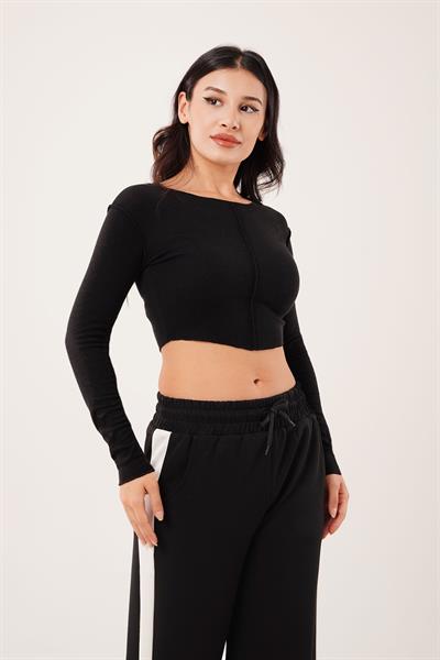 Ters Dikişli Basic Siyah Body Bluz