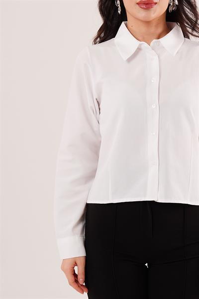 Dikiş Detaylı Beyaz Gömlek