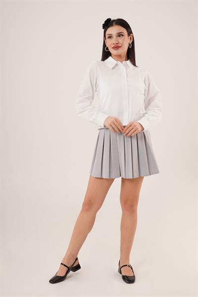 Dikiş Detaylı Beyaz Gömlek