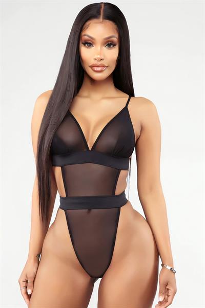 Transparan Siyah Fantazi Babydoll Tüllü Bodysuit