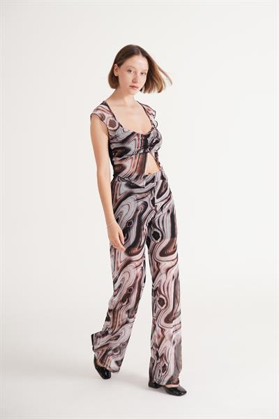 Tüllü Desenli Trend Crop