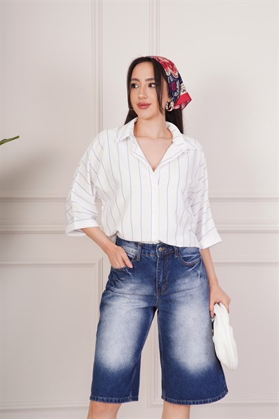 Tuvakar Kol Mavi Çizgili Gömlek