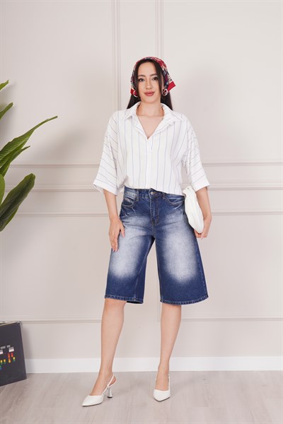 Tuvakar Kol Mavi Çizgili Gömlek